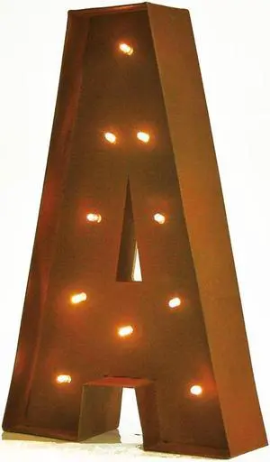 Rustic Vintage 11" Decorative LED Light Glow Letters - Letter A