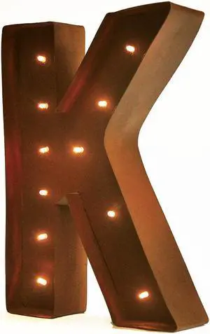 Rustic Vintage 11" Decorative LED Light Glow Letters - Letter K