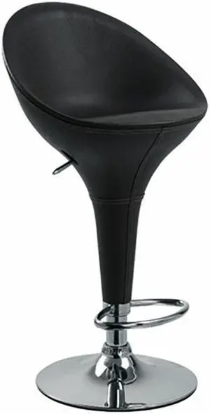 Modern Home Beta "Leather" Bombo-Style Contemporary Adjustable Barstool (Black Licorice)
