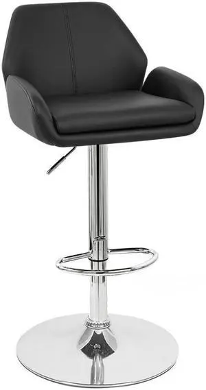Set of 2 Modern Home Tesla "Leather" Contemporary Adjustable Height Counter/Bar Stool (Black Licorice)