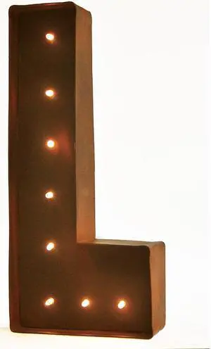 Rustic Vintage 11" Decorative LED Light Glow Letters - Letter L