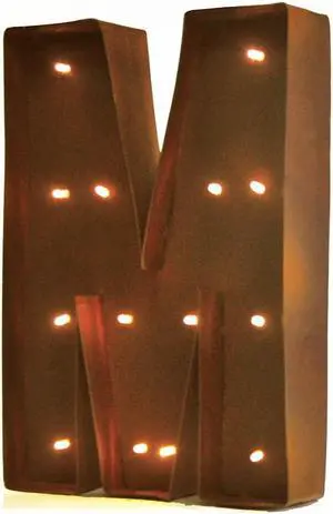Rustic Vintage 11" Decorative LED Light Glow Letters - Letter M