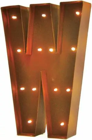 Rustic Vintage 11" Decorative LED Light Glow Letters - Letter W