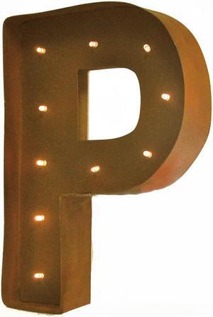 Rustic Vintage 11" Decorative LED Light Glow Letters - Letter P