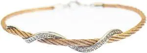 Kabl Stackable Twisted Stainless Steel Cable Bangle Bracelet - Serpente - Rose Gold/Silver
