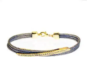 Kabl Stackable Twisted Stainless Steel Cable Bangle Bracelet - Milan - Silver/Gold
