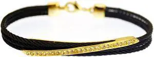 Kabl Stackable Twisted Stainless Steel Cable Bangle Bracelet - Milan - Black Onyx/Gold