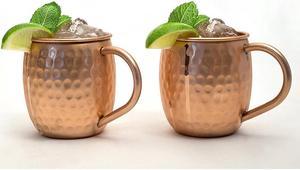 Set of 2 Modern Home Authentic 100% Solid Copper Hammered Moscow Mule Mug - Handmade in India