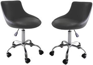 Set of 2 Mars Adjustable Height Massage Stool w/Wheels - Black