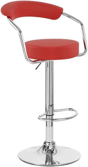Set of 2 Zool Contemporary Adjustable Faux Leather Barstool - Cherry Red