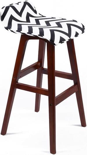 Stanton Lo-Back Contemporary Wood/Fabric Barstool - Black/White Chevron