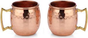 Modern Home Authentic 100% Solid Copper Hammered Moscow Mule Mug Shot Glass - Set of 2