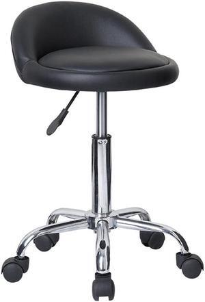 Set of 2 Juno Adjustable Height Massage Stool w/Wheels - Black