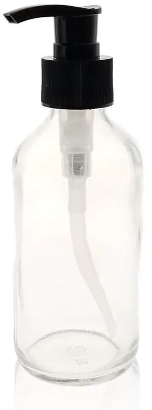Royal Massage Boston Round Glass Bottle with Saddle Pump - Clear 8oz