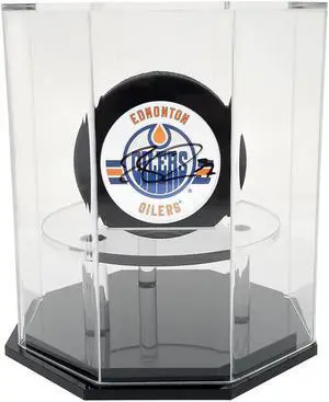 OnDisplay Deluxe UV-Protected Hockey Puck Display Case - Octagon Black Base