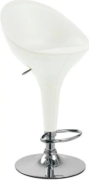 Beta "Leather" Contemporary Adjustable Barstool - Vanilla White