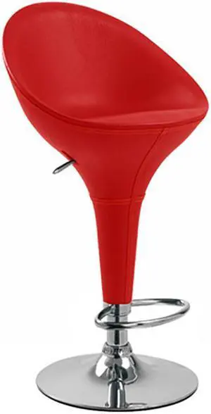 Modern Home Beta "Leather" Bombo-Style Contemporary Adjustable Barstool (Cherry Red)
