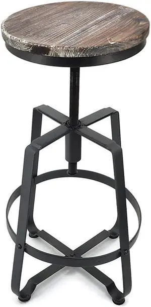 Turner Retro Adjustable Contemporary Steel/Wood Barstool