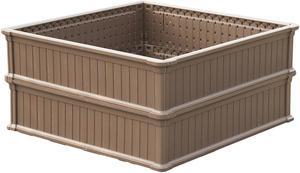 Modern Home Raised Garden Bed Kit - Stackable Modular Flower/Planter Kit (4'x4' Brown, Set of 2)