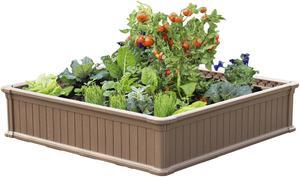 Modern Home Raised Garden Bed Kit - Stackable Modular Flower/Planter Kit (4'x4' Brown, Single)