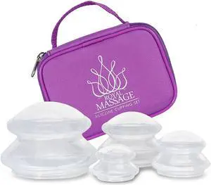 Royal Massage Silicone Cupping Therapy 4pc Set (1 Small, 1 Medium, 1 Large, 1 XL)