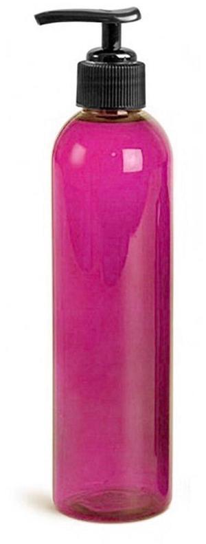 Royal Massage 8oz Bullet Round Massage Oil/Lotion/Liquid Bottle with Saddle Pump (Pink, 1)