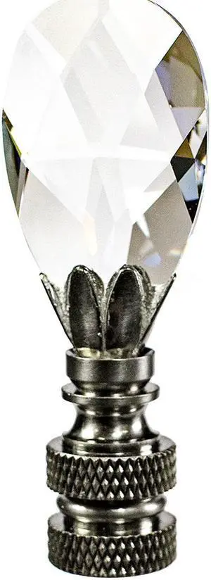 Stephanov Crystal Small Teardrop Nickel Base Lamp Finial 2.5"h