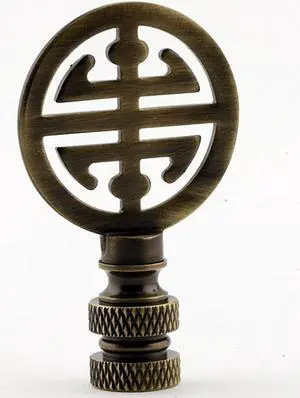 Classic 4 Blessings Asian Lamp Finial Antique Brass Metal 2.25"h