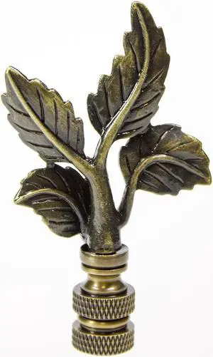 Leaves Lamp Finial Antique Brass Metal 3"h