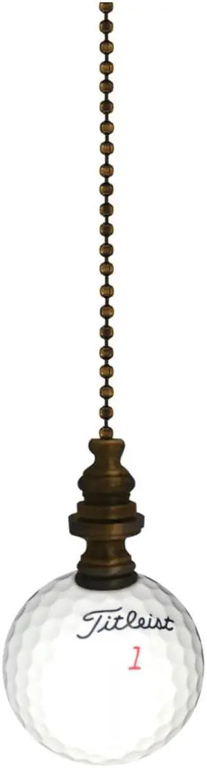 Golf Ball Ceiling Fan Pull, 2.25"h with 12" Antiqued Brass Chain