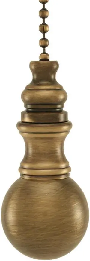 Sphere Round Ceiling Fan Pull Antique Brass 1.2"h