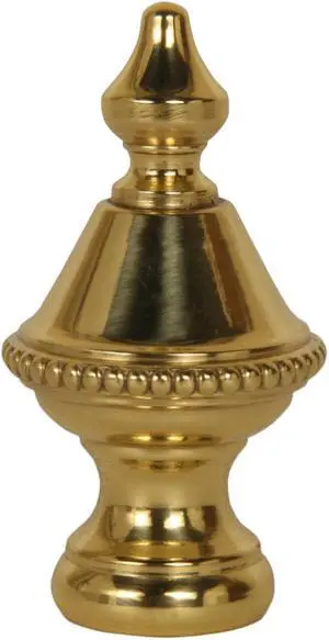 Beaded Knob Spire Lamp Finial Polished Brass 1.5"h