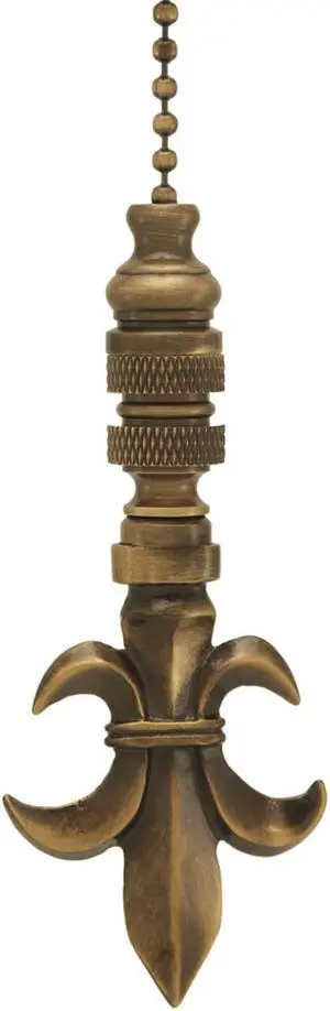 Fleur De Lis Antique Brass Ceiling Fan Pull 3.2"h