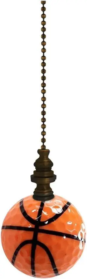 Basketball Ceiling Fan Pull, 2.25"h with 12" Antiqued Brass Chain