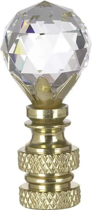 Stephanov Multi-Faceted Lamp Finial Crystal Ball Polished Brass Finish 2"h