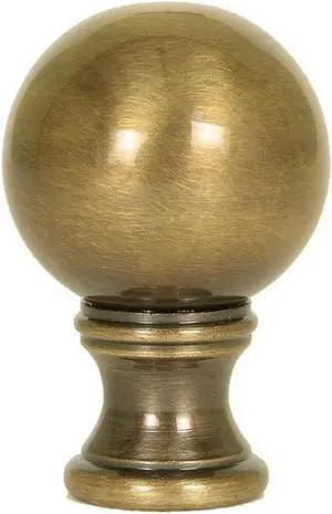 Solid Sphere Round Lamp Finial Antique Brass 1.75"h