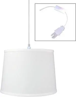 1-Light Plug-In Swag Pendant Lamp White 12x14x10