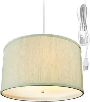 Textured Oatmeal 2 Light Swag Plug-In Pendant with Diffuser