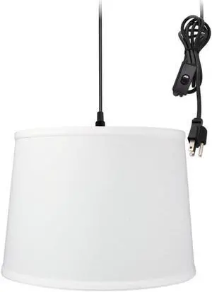 1-Light Plug In Swag Pendant Ceiling Light White Shade