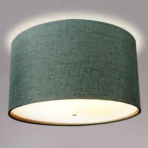 16 Moderne Flush Mount Converter Kit Granite Gray Burlap Hardback Drum Lampshade 16x16x8