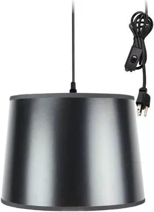 1-Light Plug In Swag Pendant Ceiling Light Black/Gold Shade