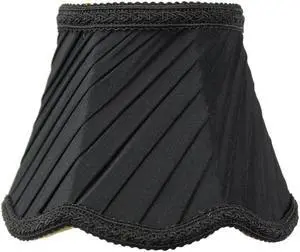 3x5x4 Pleated Scallop Clip-on Candelabra Lampshade Black Fabric