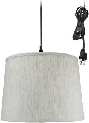 Textured Oatmeal 1 Light Swag Plug-In Pendant Hanging Lamp 12x14x10