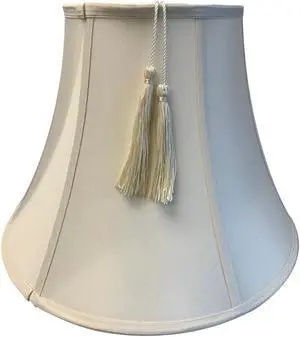 8x16x12 Bell Tassel Lampshade, Eggshell Shantung Fabric