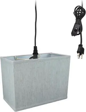 Rectangular 1 Light Swag Plug-In Pendant Hanging Lamp (6.5x12) (6.5x12) x 9 Textured Oatmeal
