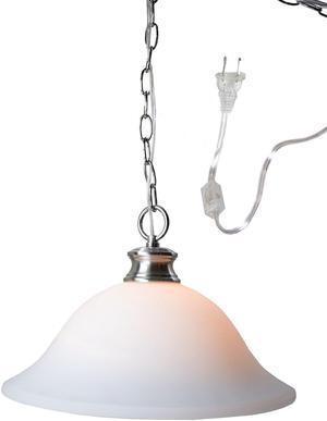 The Entertainer Plug-In Swag Pendant Light 16" White Glass with Brushed Nickel Chain