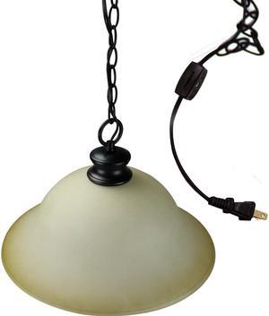 The Entertainer Plug-In Swag 16" Amber Glass Pendant Light with Bronze Chain