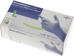 Medline Sensicare Ice Nitrile Exam Gloves Powder-Free Large Blue 250/Box MDS6803