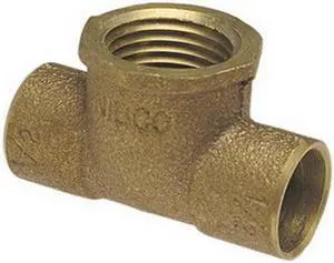 Nibco 712R Cast Bronze Solder Pressure Copper Reducing Tee, 1-1/4" x 1-1/4" x 1/2"
