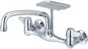 Central Brass 0048-UA1 Solid Cast Brass 2-Canopy Swivel Wall-Mount Sink Faucet, PVD Polished Chrome